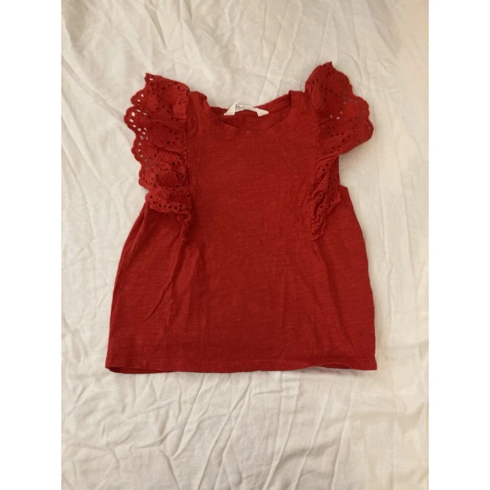 Size 4-6Y H&M girls clothes - 1 piece Top | solid red theme